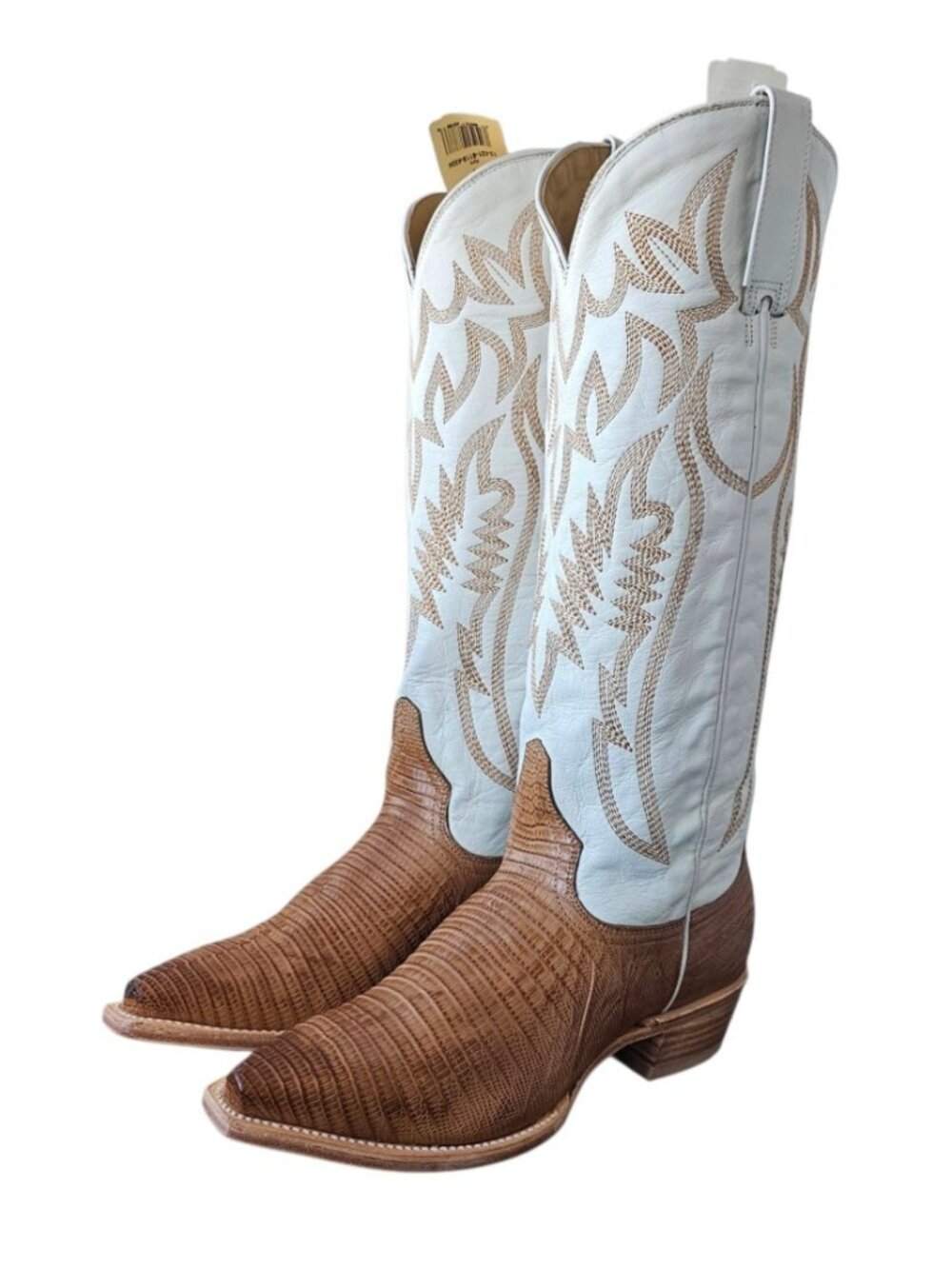 Stetson Toni Women's Exotic Teju Lizard Western Boots Tan Size 7 NEW in BOX